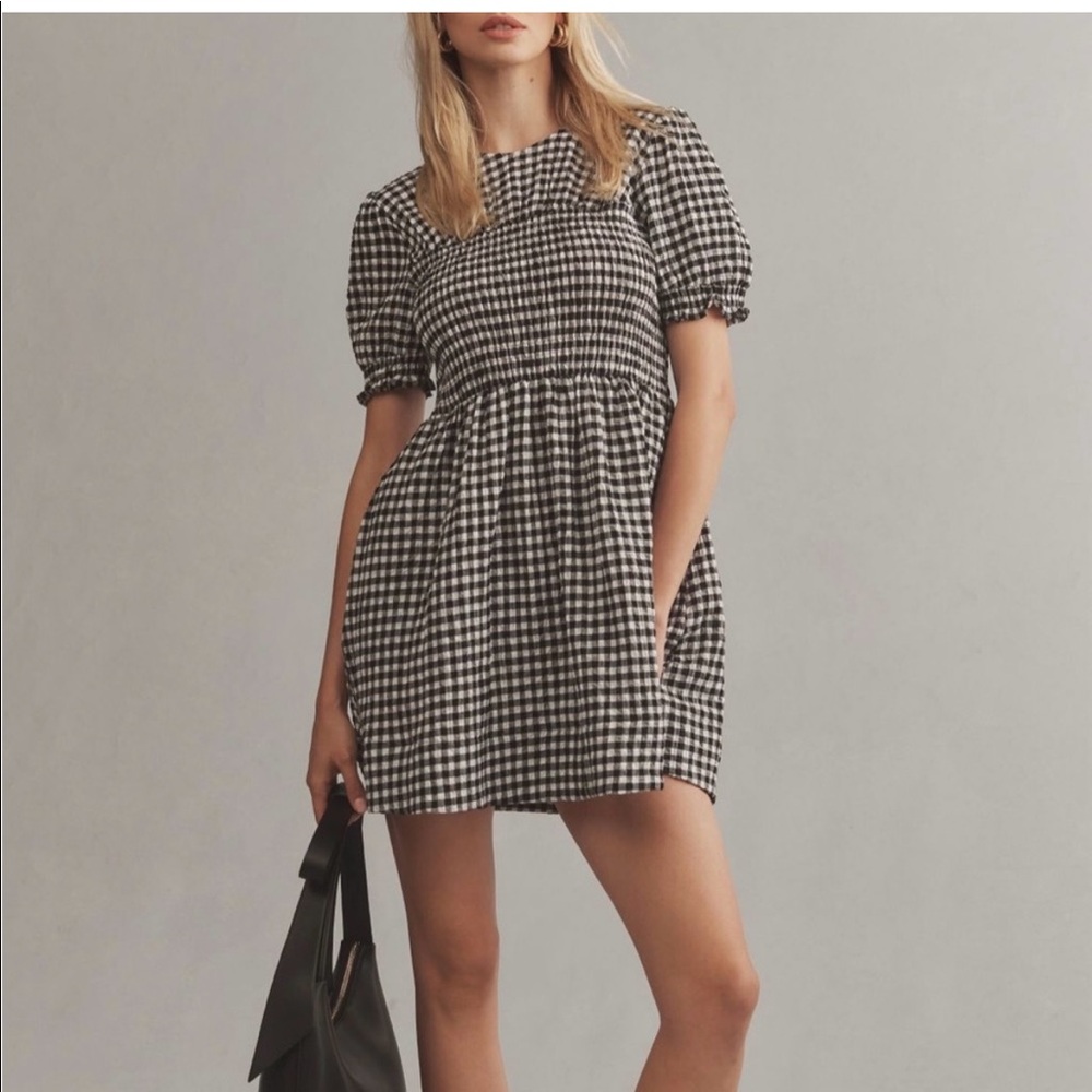 Maeve Black and White Gingham Dress